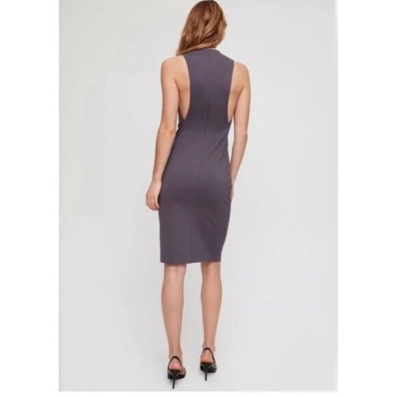 Aritzia Babaton Dress Matheson Ponte Bodycon High Neck Magnetic Gray Size 6 - Picture 2 of 11